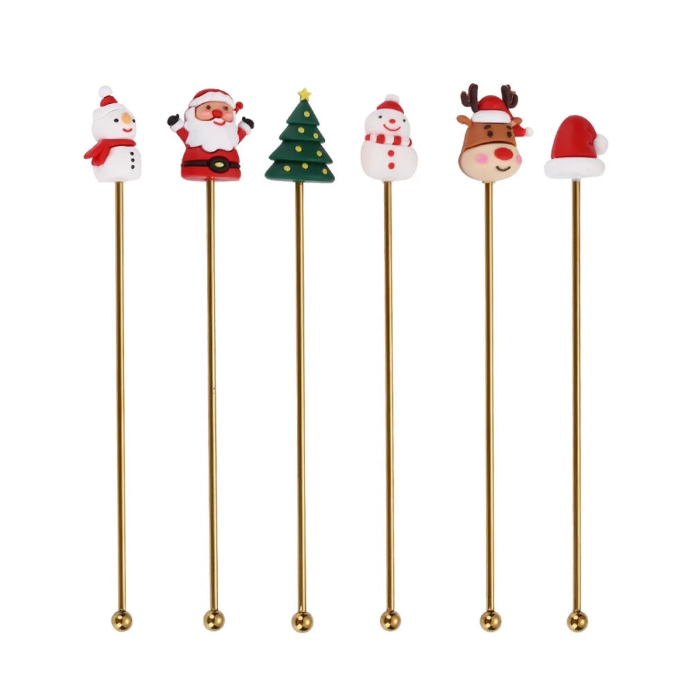 1Pcs Stainless Steel Stirring Sticks Christmas Decorative Drink Stirrers for Coffee Tea and Cocktail for Party and Bar Use Oasis Select