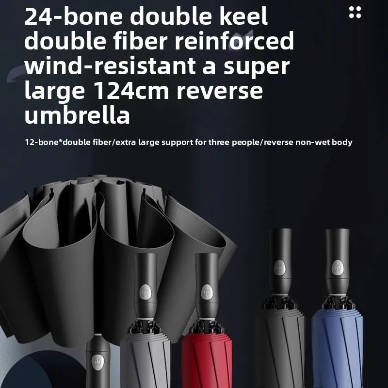 24-bone Reverse Fully Automatic Umbrella Enlarged Thickened and Reinforced Suitable for Both Sunny and Rainy Days Oasis Select