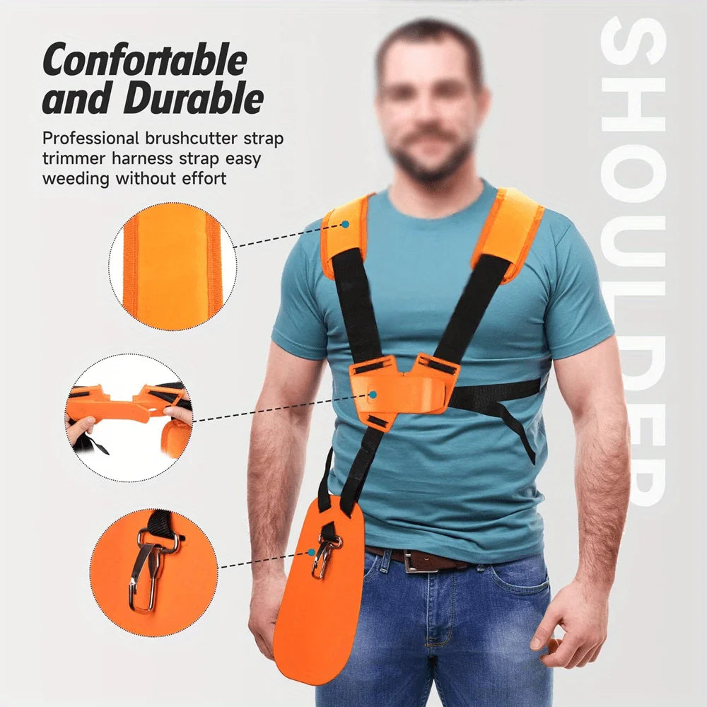 Double Shoulder Strap Lawn Mower Harness Strap Comfort Labor Saving Strimmer Padded Belt for Brush Cutter Trimmer Garden Pruner Oasis Select