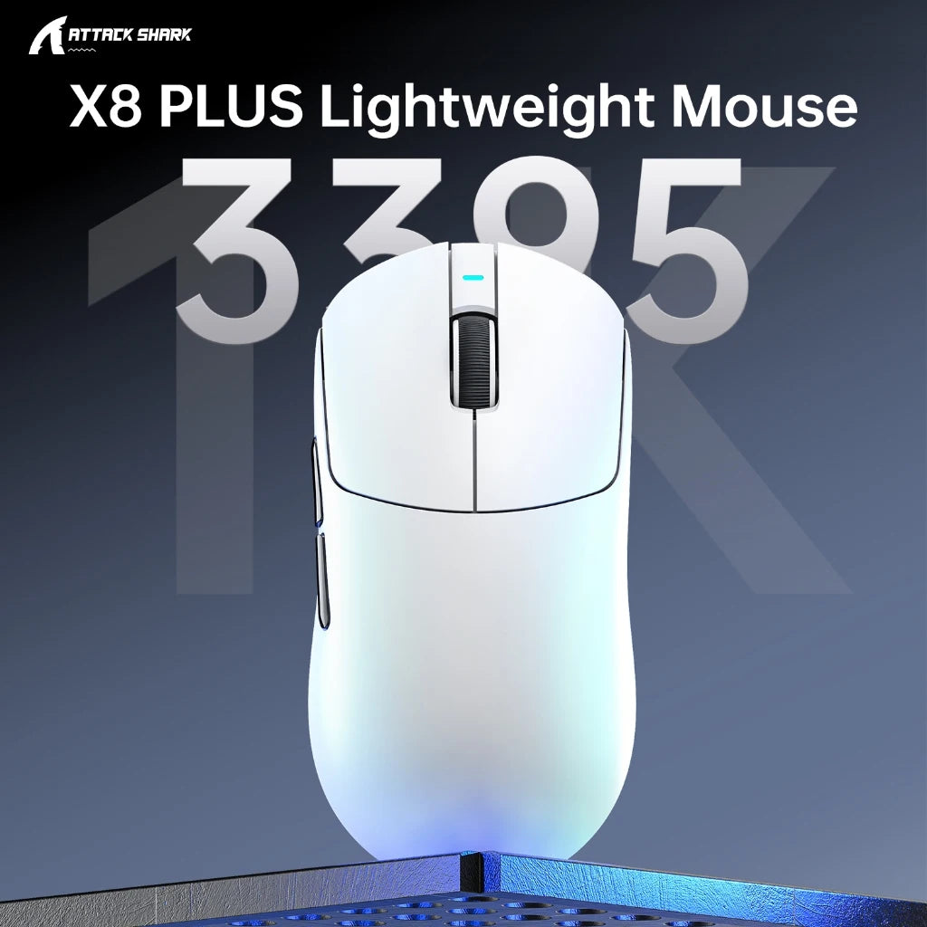Attack Shark X8 PLUS Wireless Gaming Mouse | PAW3395 PRO Sensor 40K DPI | 1KHz Polling | 55g Ultralight | Tri-Mode Oasis Select
