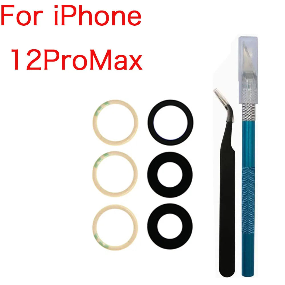 iPhone Camera Lens Glass Replacement Kit + Tool + 3M Adhesive