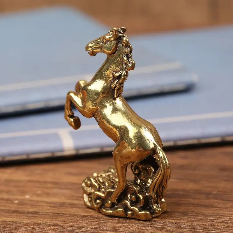 Brass Horse Sculpture Metal Craft Chinese Zodiac Desktop Ornament Living Room Coffee Table Home Decoration Oasis Select