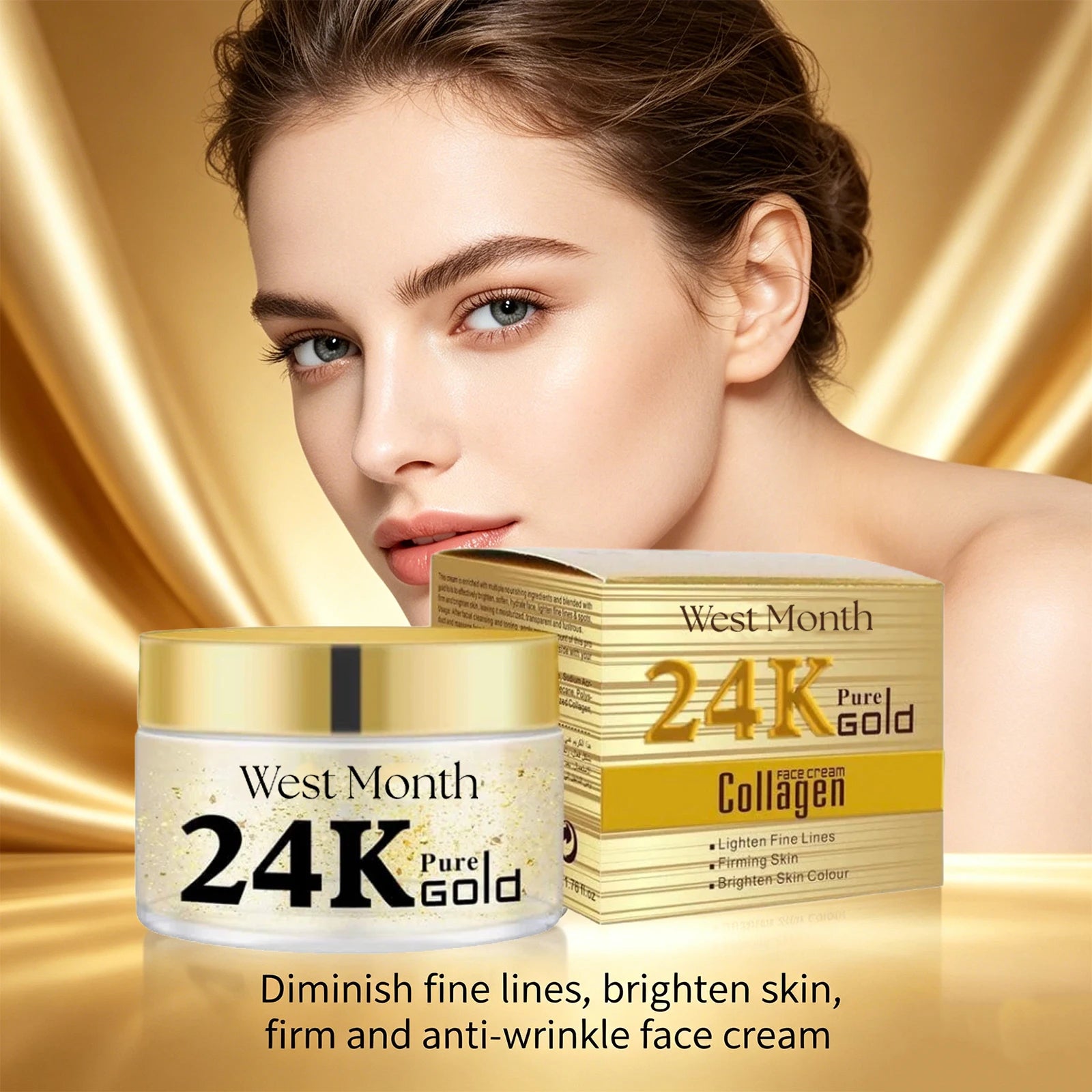 24k Collagen Face Cream Fade Fine Lines Moisturizing Brightening Hydrating Smoothing Nourishes Firming Lifting Face Skin Care Oasis Select