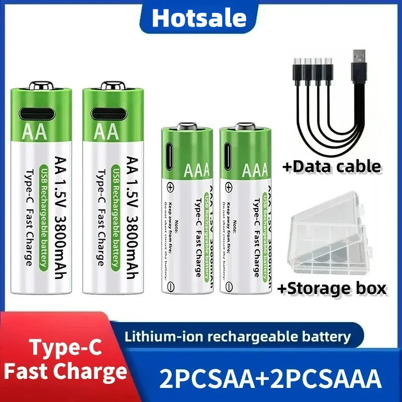 1.5V AA/AAA Rechargeable Batteries, AA/AAA Alkaline Batteries, 3800-3000mAh, for Flashlights, Toys, Clocks, MP3 Players Oasis Select 2AA 2AAA