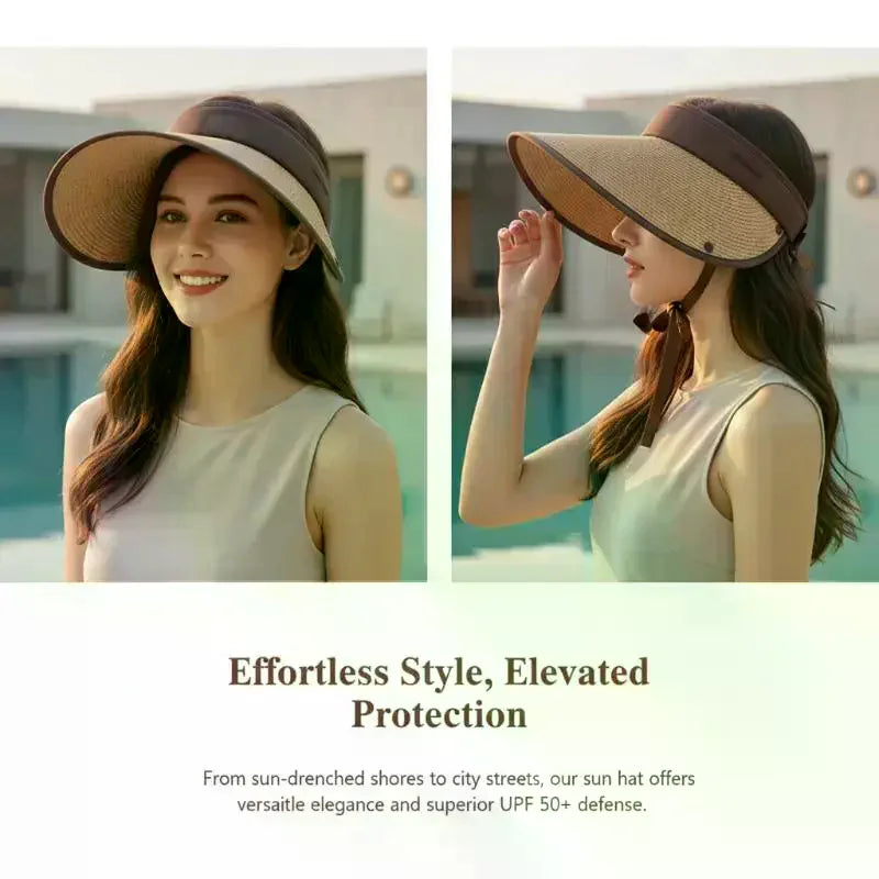Foldable Sun Visor Hat Women gorros para el sol de mujer sombrero gorra Summer Anti-UV Travel Headwear 차단/모자햇빛가리개 Oasis Select