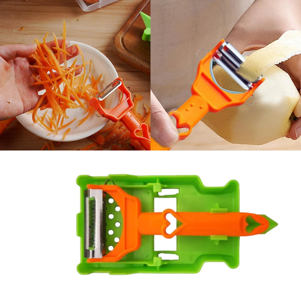 Multi Functional Fruit Vegetable Peeler 2-in-1 Fruit Slicer & Onion Chopper Tool Strips Steel Easy To Clean Kitchen Peeling Tool Oasis Select