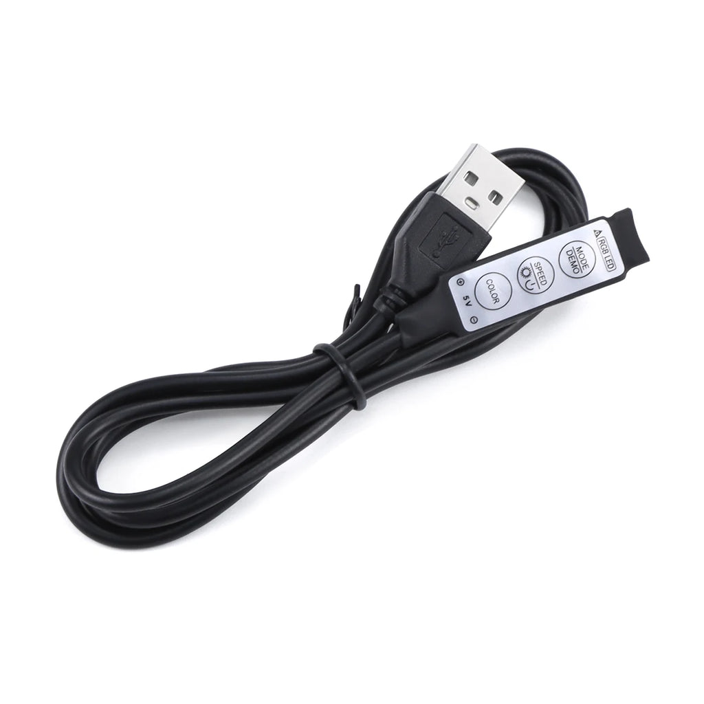 RGB Controller DC 5V USB Ports Connector Cable 4pin Line 3 Keys Dimmer for SMD 2835/5050/5630 LED Strip Lights Brightness Adjust Oasis Select