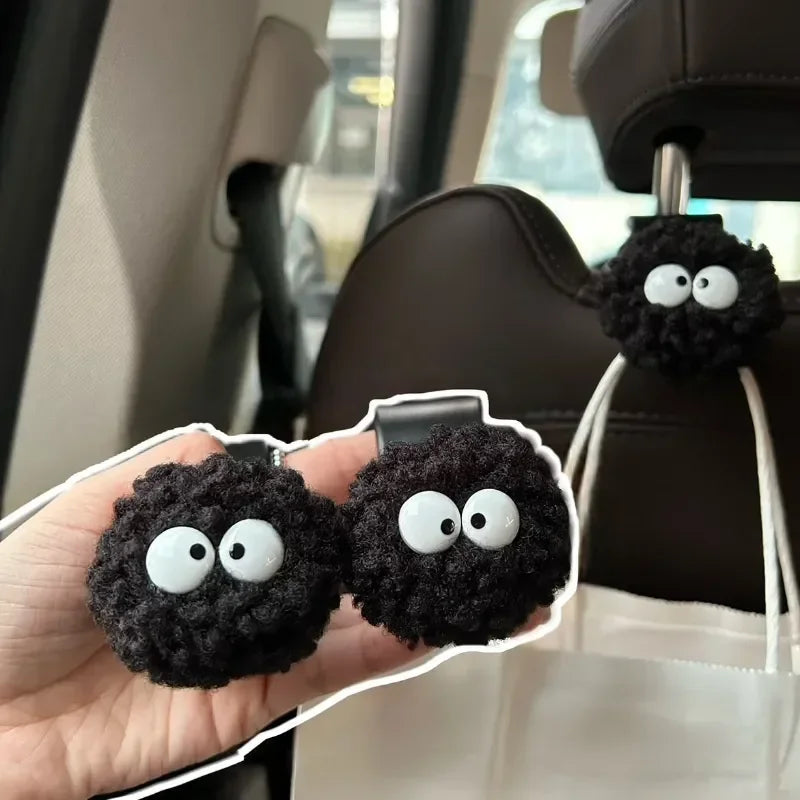 Cute Little Coal Ball Car Seat Back Hook Storage Car Headrest Organizer Food Bag Handbag Car Decoration Clothes Hanger Oasis Select