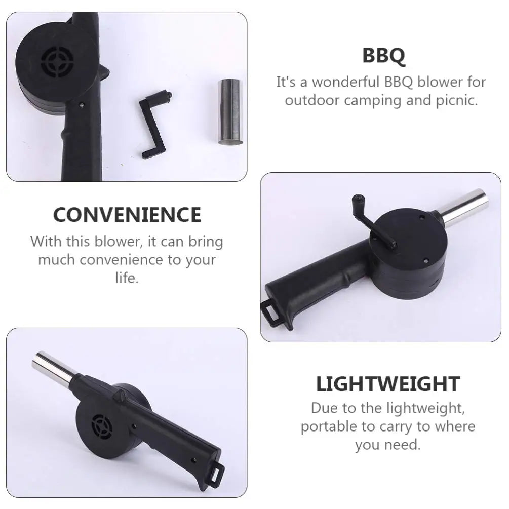 Outdoor Barbecue Fan Hand-cranked Air Blower Portable BBQ Grill Fire Bellows Tools Picnic Camping Accessories Barbeque Oasis Select