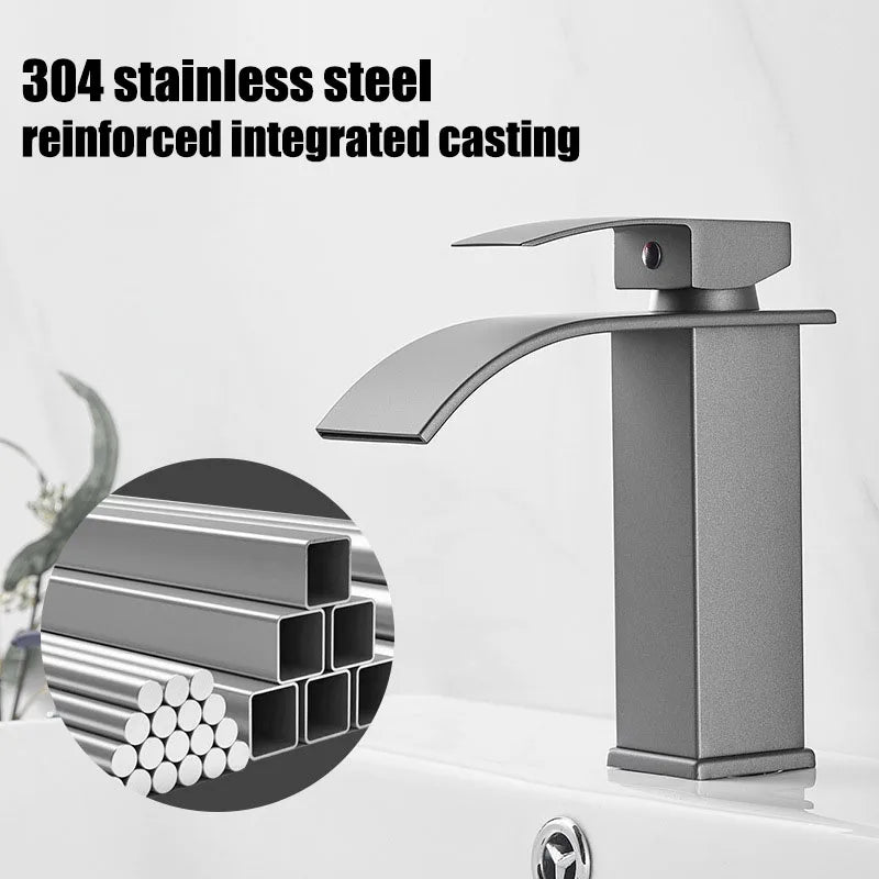 Waterfall Sink Faucet Bathroom Accessories Dual Control of Hot and Cold Bathroom Mixer Tap Washbasin Faucet Set Fixture Home Oasis Select