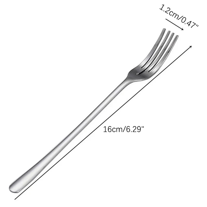 5/10pcs Long Handle Stainless Steel Dinner Fork Set Korean Cutlery Four Tine Salad Dessert Fruit Forks Kitchen Table Forks Oasis Select