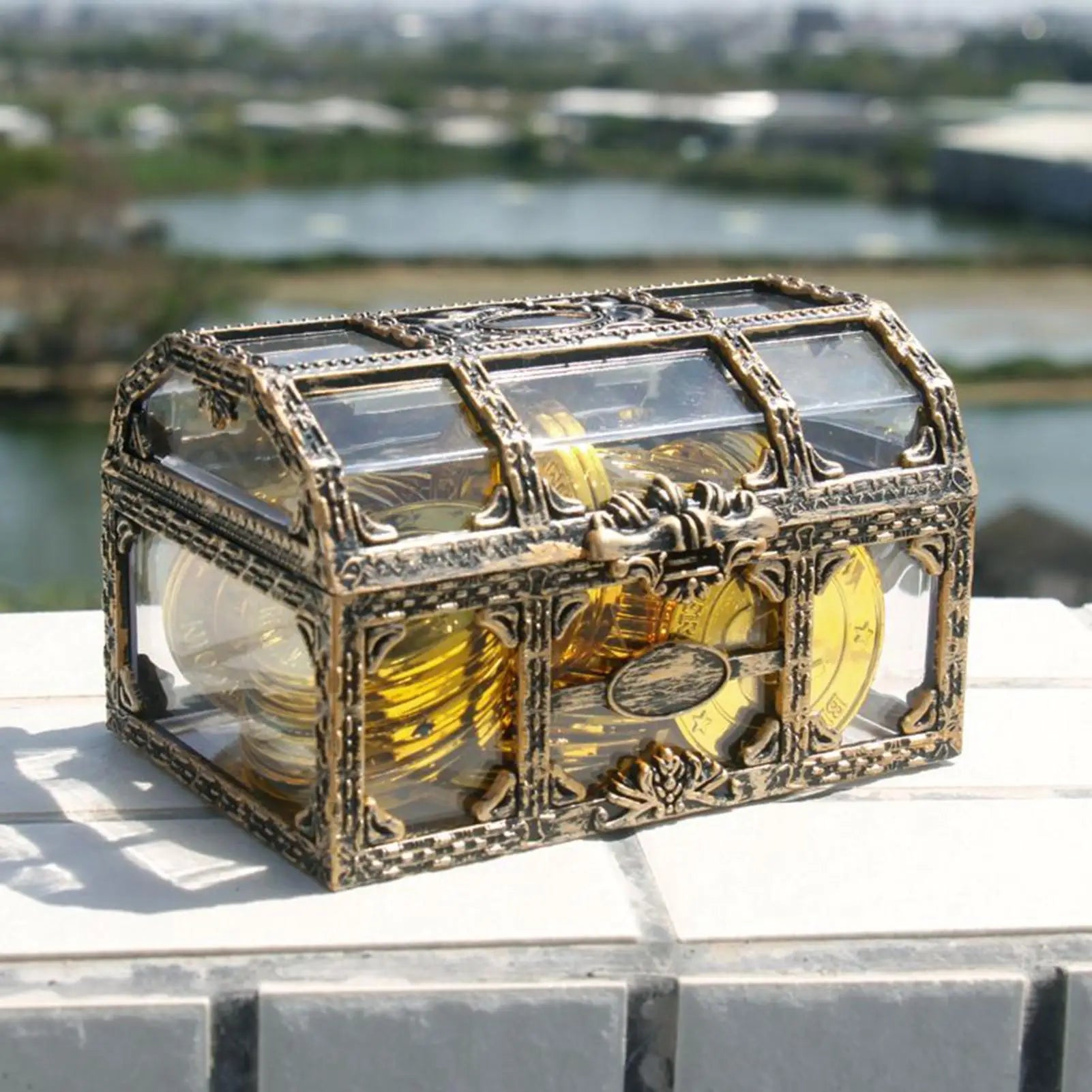 Treasure Box Toys Pirate Small Portable Transparent Multifunctional Organizer Beach Treasure Toys for Summer Party Beach Outdoor Oasis Select