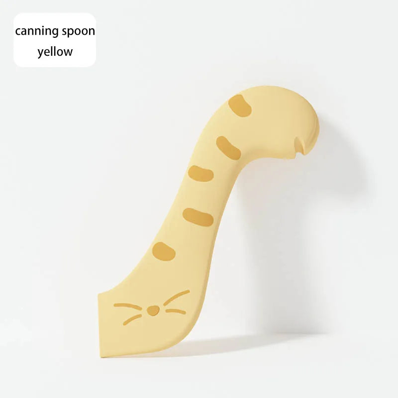 Multifunctional pet feeding spoon fresh-keeping sealed lid can opener wet food feeding spoon silicone pet can sealed lid Oasis Select yellow spoon