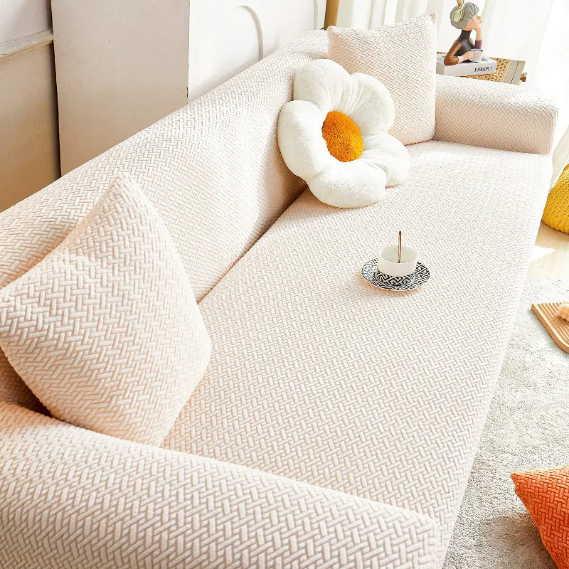 New Multi-functional Sofa Cover All-inclusive Universal Anti-cat Scratch Elastic One-piece Sofa Cover Sofa Covers Oasis Select 5 people 305-360cm Beige