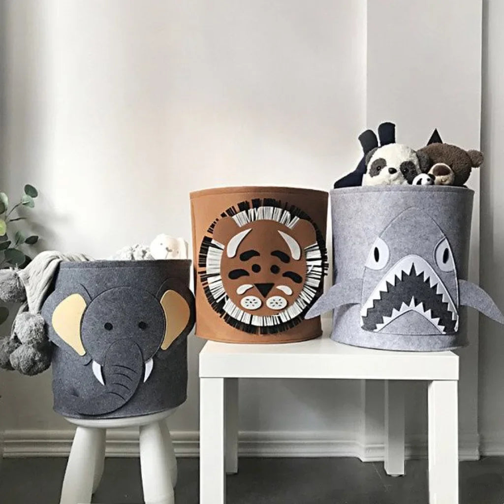 Panda Dinosaur Baby Storage Basket Felt Toy Organizer Laundry Clothes Bucket Cartoon Nursery Hamper for Kids Gift Idea Oasis Select