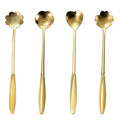 Stainless Steel Cherry Flower Gold Scoop Coffee Spoon Gift Kitchen Dessert Tea Replacement Tableware Decoration Set 13Cm Oasis Select Golden 13cm