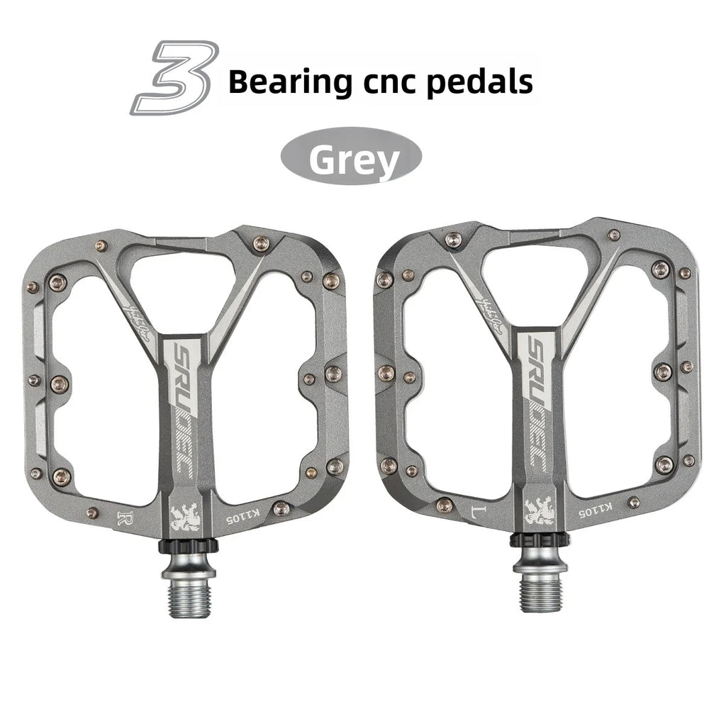 Bicycle, mountain bike, pedal, sealed bearing, pedal, three-layer high strength, increased anti slip pedal equipment Oasis Select Titanium Gray