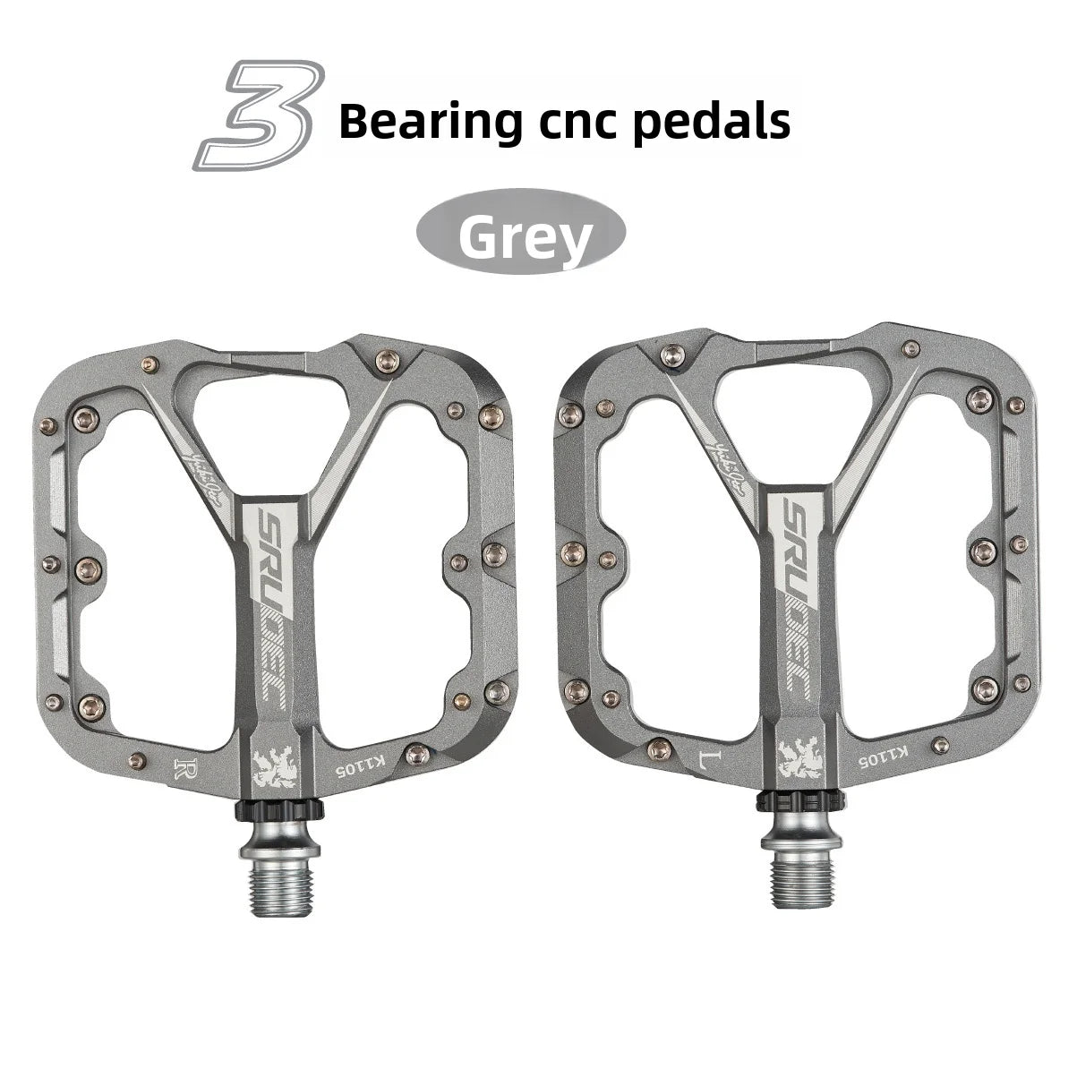 Bicycle, mountain bike, pedal, sealed bearing, pedal, three-layer high strength, increased anti slip pedal equipment Oasis Select Titanium Gray