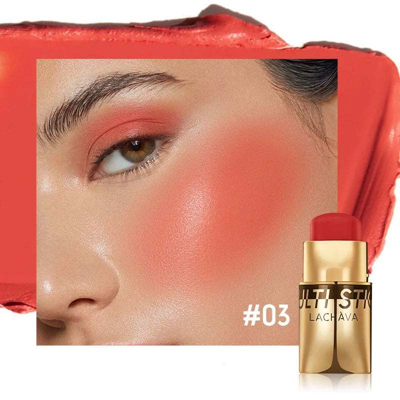 QiBest 3-in-1 Waterproof Blush Stick – Lips, Face & Eyes Multi-Use Blush Stick Oasis Select 03