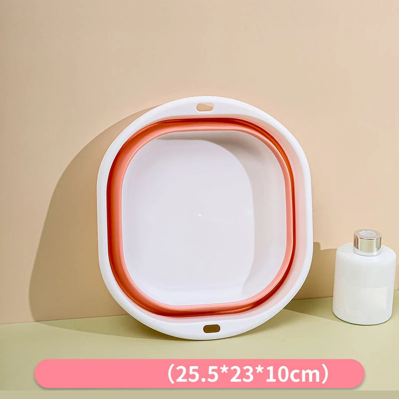 Plastic Folding Basins Portable Wash Basins Folding Laundry Tub Adult Baby Bath Basin Bathroom Kitchen Accessories Wash Basin Oasis Select pink-S