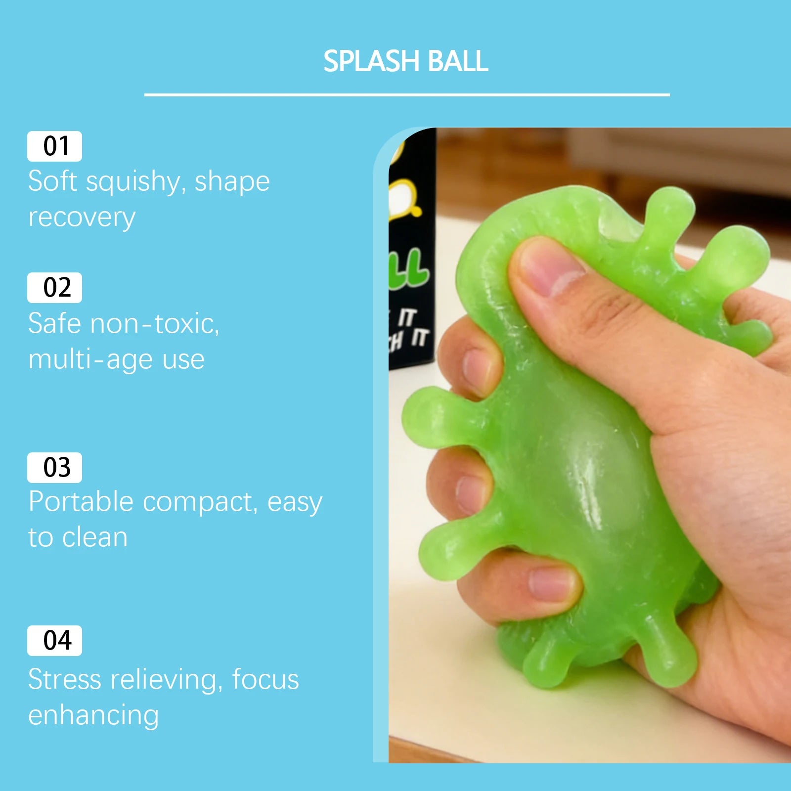 Splash Shape Stress Ball Shapeable Squeeze Toy Soft Non Sticky Anti-Stress Relieve Anxiety for Kids and Adults Gift Oasis Select