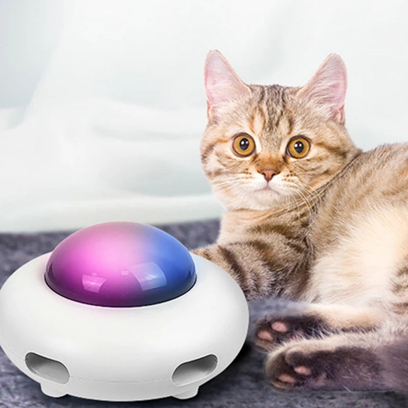 Cat Toy Smart Teaser UFO Pet Turntable Catching Training toys USB Charging Cat Teaser Replaceable Feather Interactive Auto Oasis Select