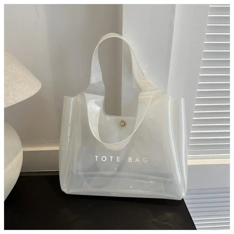 PVC Clear Fashion Shoulder Bag Women's Transparent Tote Bag PVC 투명 패션 숄더백 Сумка женская Daily Commute Bag Clear Shoulder Bag Oasis Select A4