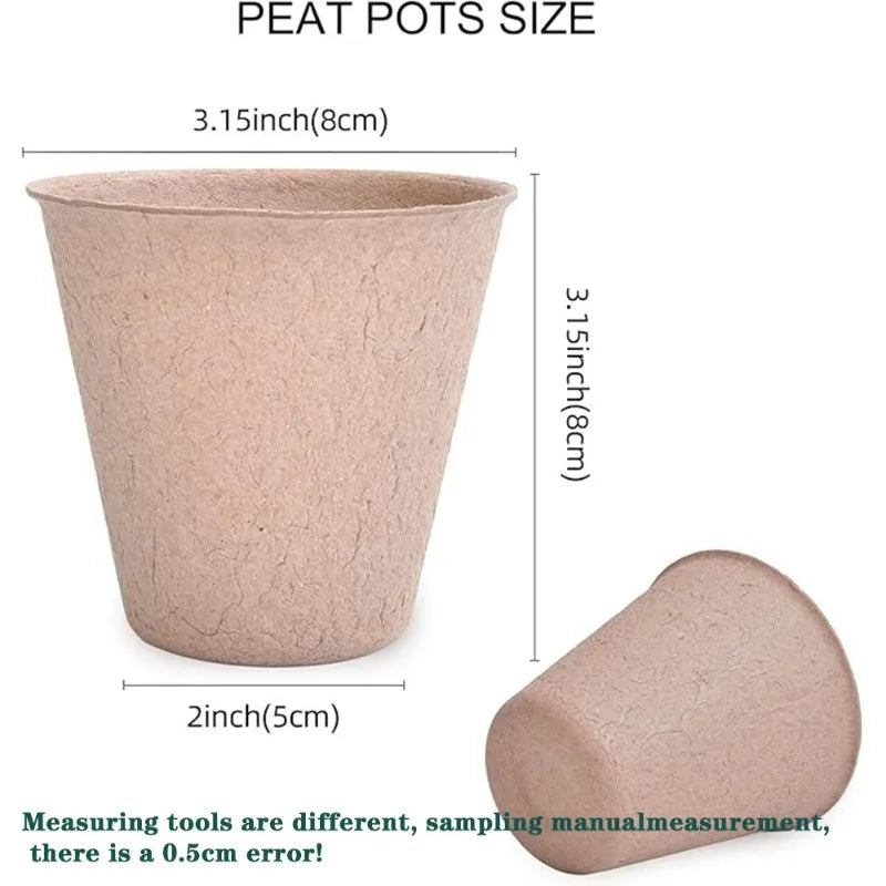 20-200PCS 3.15 Inch Peat Pots for Seedling Outdoor Garden Germination Nursery Pots Pulp Biodegradable Seed Starter Pots Kits Oasis Select
