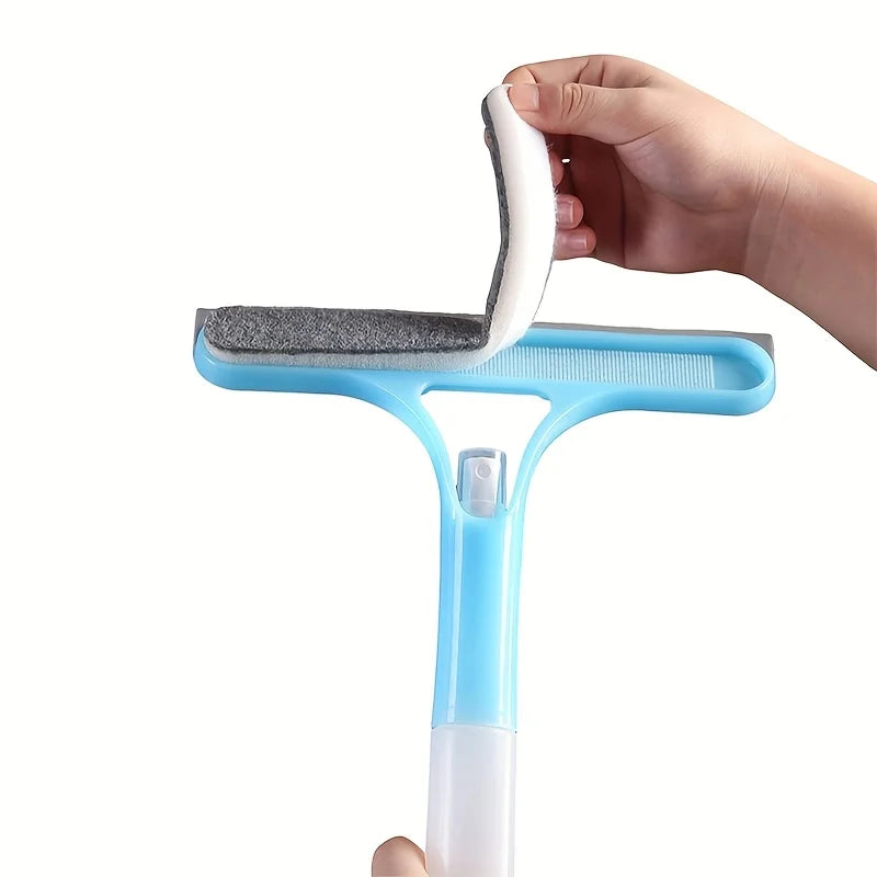 3-in-1 Glass Cleaning Tool for Home Bathroom Mirror and Windows, Water Wiper Squeegee for Shower and Glass Surfaces Oasis Select blue