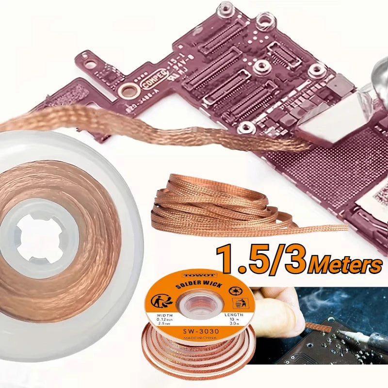 Desoldering Mesh Braid Tape Wire Repair Tool Copper Welding Point Solder Remover for Wire Soldering Wick Tin Lead Cord Flux Oasis Select