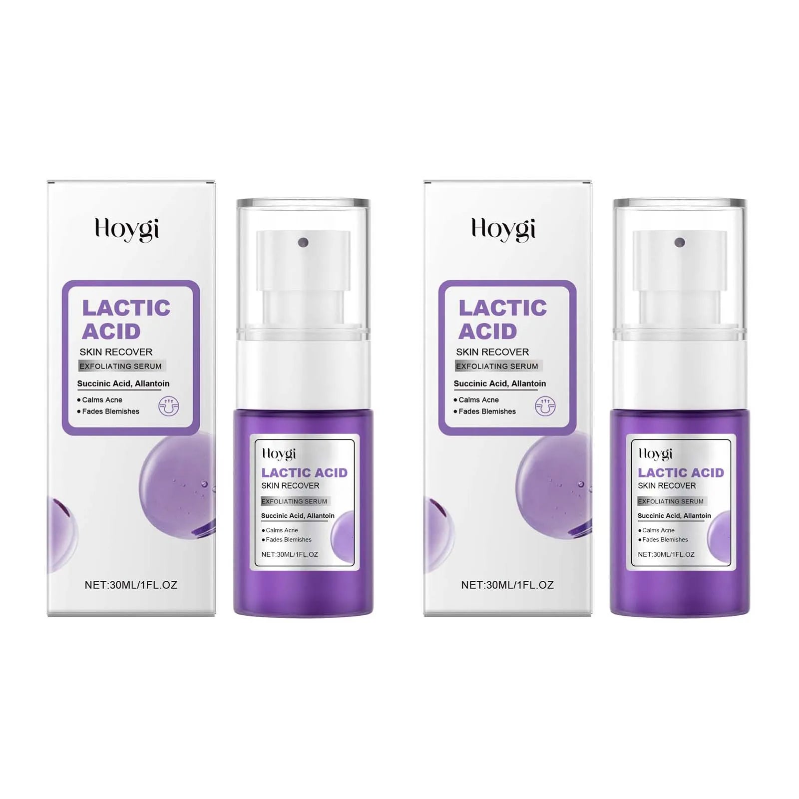 Hoygi Lactic Acid Exfoliating Serum – Acne & Pore Minimiser Exfoliating Face Serum Oasis Select 2 x 30ml boxed