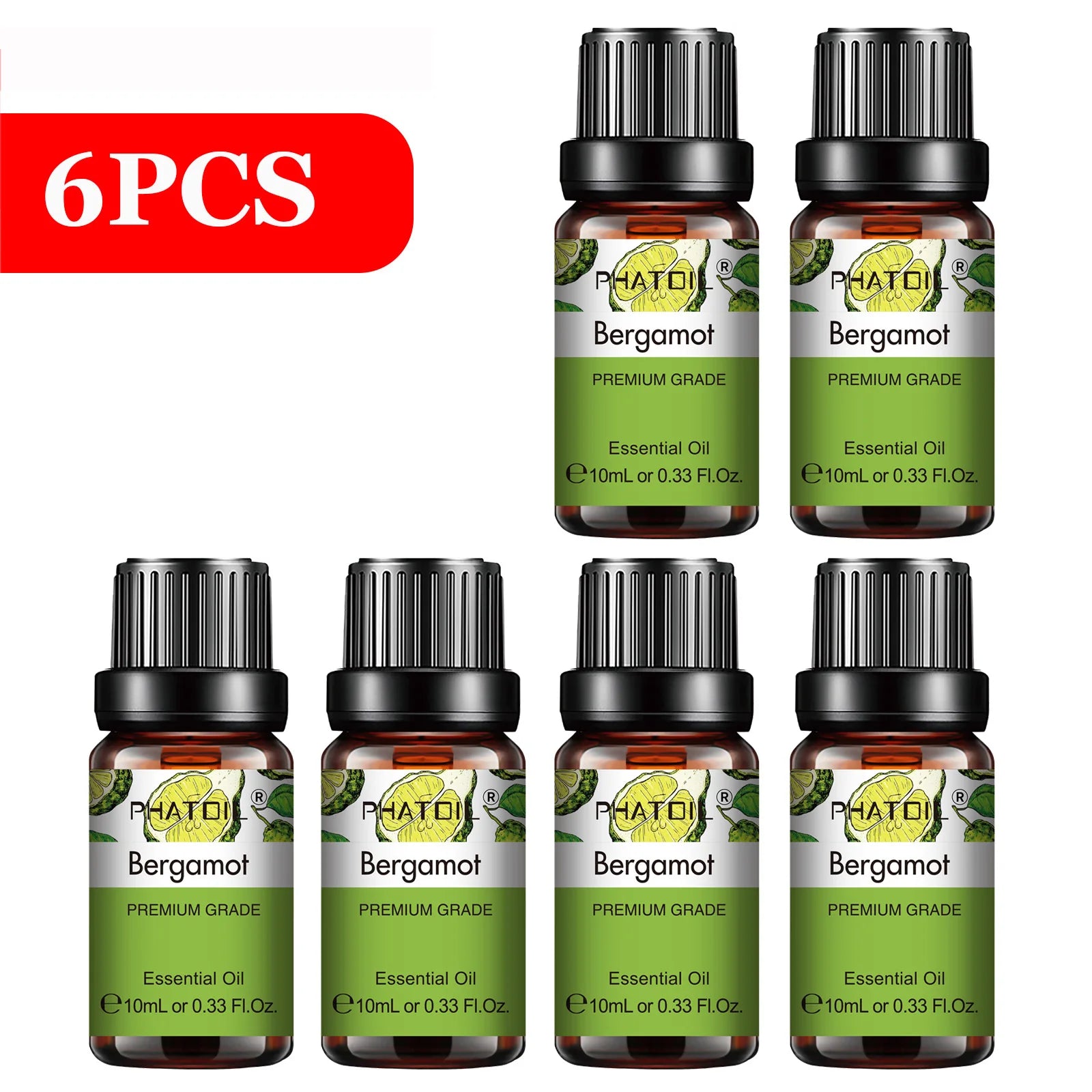 PHATOIL 6-Piece Pure Essential Oil Set – Diffuser & Aromatherapy