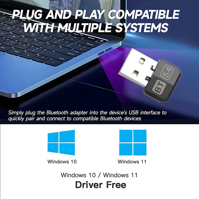 USB Bluetooth 5.4 Adapter Audio Dongle Adapter Mini USB Wireless Receiver/Transmitter For PC/Laptop Driver Free For Win10/11 Oasis Select