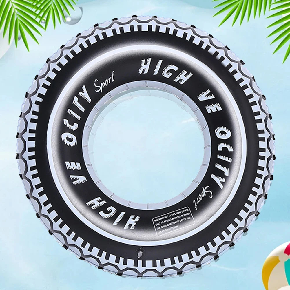 2Pcs Tire Pattern Pool Floating Rings Leakproof Inflatable Swim Ring Blow Up Swim Tube Swimming Rings Floaties for Kids Adults Oasis Select