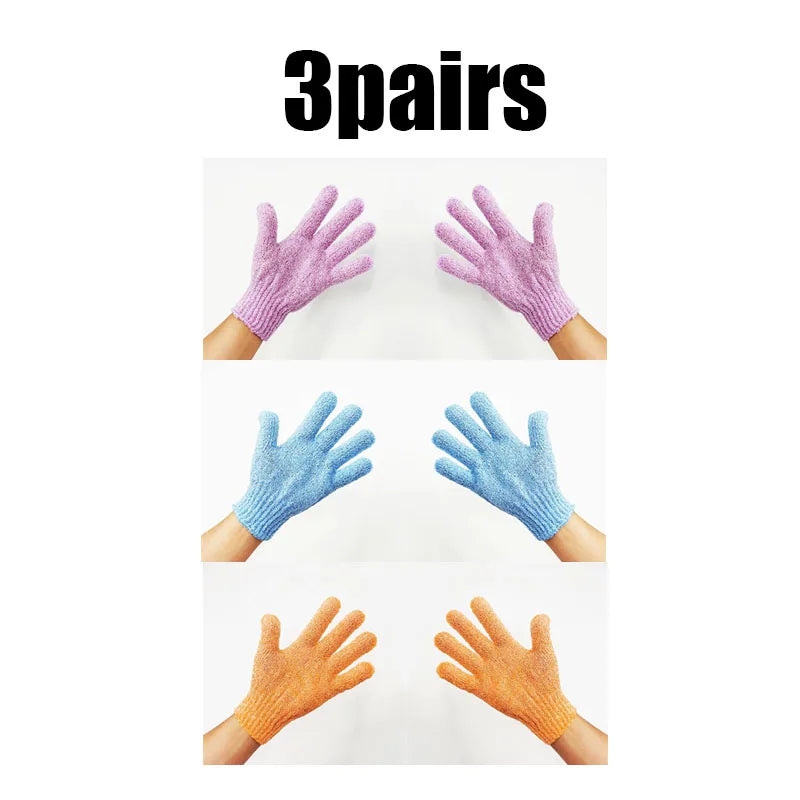 1/2/3pairs Body Cleaning Gloves Washcloth Soft Brush Home Hotel Bathroom Shower Ball Back Scrubber Exfoliating Skin Bath Gloves Oasis Select 3pairs mix