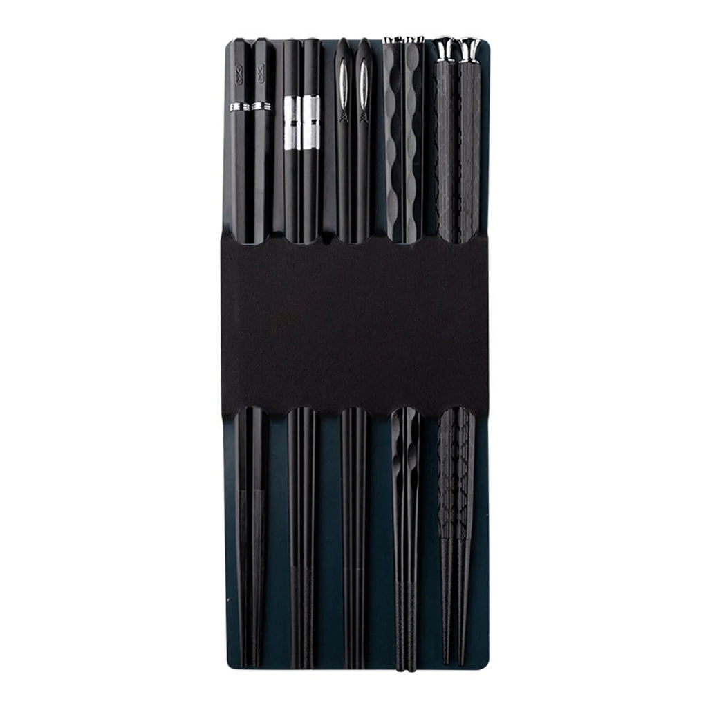 Premium Alloy Chopsticks Set – 5 Pairs, Non-Slip & Reusable