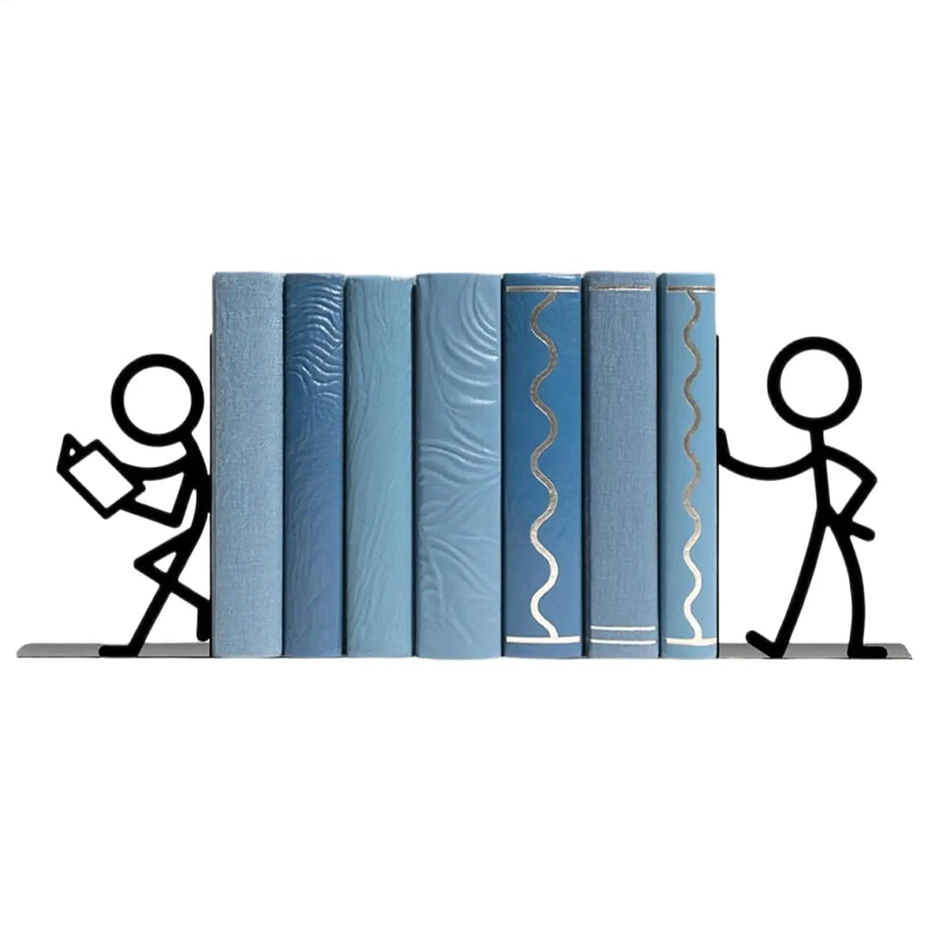 2 Pieces Metal Abstract Bookshelf Decor Book Ends Funny Book Holders Book Ends Decorative Abstract Art Non-Slip Bookshelf Decor Oasis Select