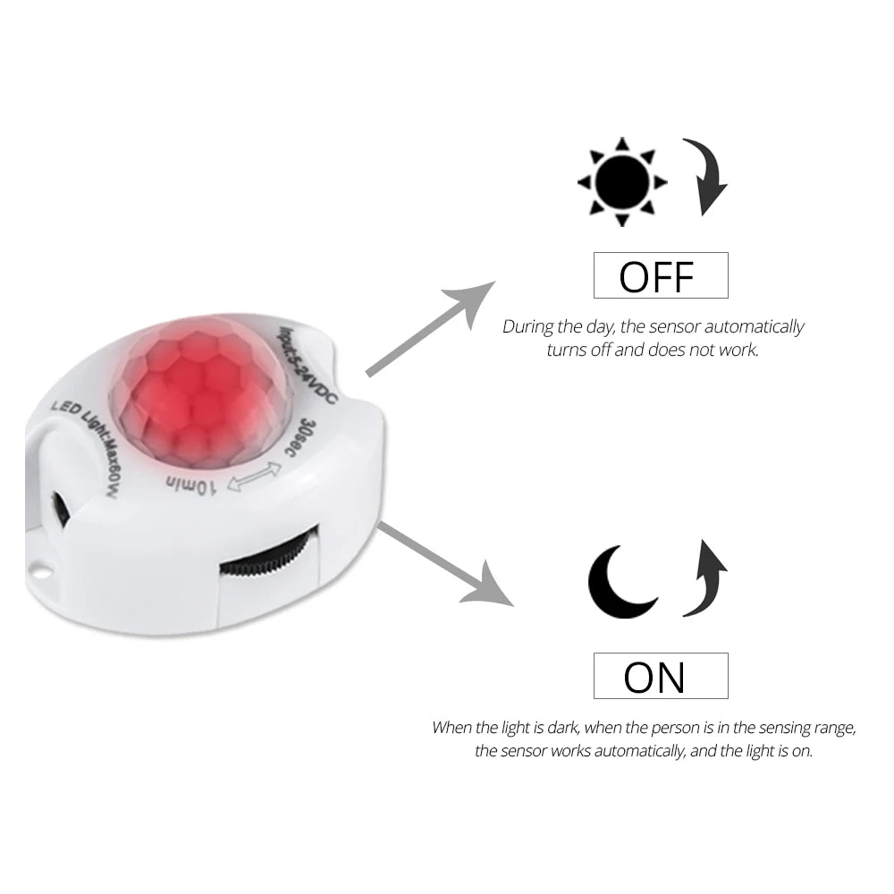 PIR Motion Sensor Switch 5V–12V Infrared Controller for LED Strip Motion Sensor Module Oasis Select