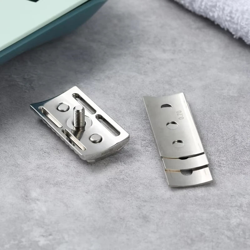 2026 New Arrival！YAQI Trifecta Adjustable 316 Stainless Steel Polished Safety Razor Head with Different Blade Gaps Oasis Select