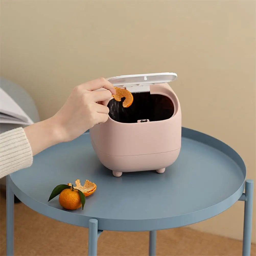 Cute Ninja Mini Desktop Trash Can with Lid | Small Plastic Bin