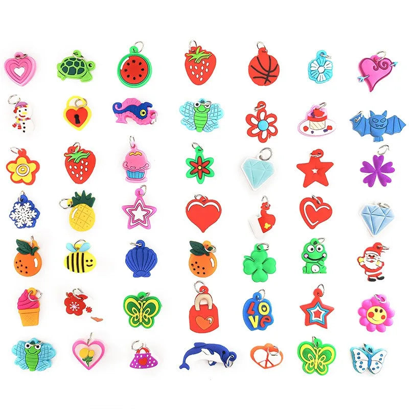 10/30/50Pcs Random Colorful Rubber Loom Band Bracelets Charms For DIY Necklace Toy Pendant Jewelry Making Supplies Accessories Oasis Select