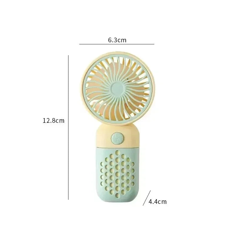 Handheld Mini Fan USB Rechargeable Portable Mute Small Electric Fan Student Dormitory Outdoor Travel Cooling Fan Oasis Select Green