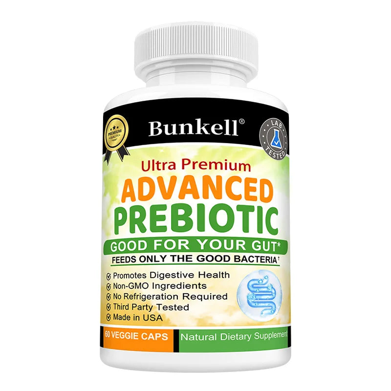 Bunkell Advanced Prebiotic Capsules – Gut & Immune Support Prebiotic Supplement Oasis Select 60 count-1 bottle