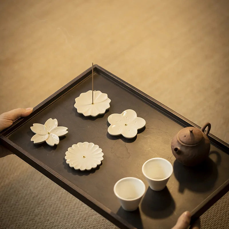 Flower Pattern Incense Stick Holder Incense Burner Stick Holder Line Plate Sandalwood Coil Base Studios Home Decoration Gift Oasis Select