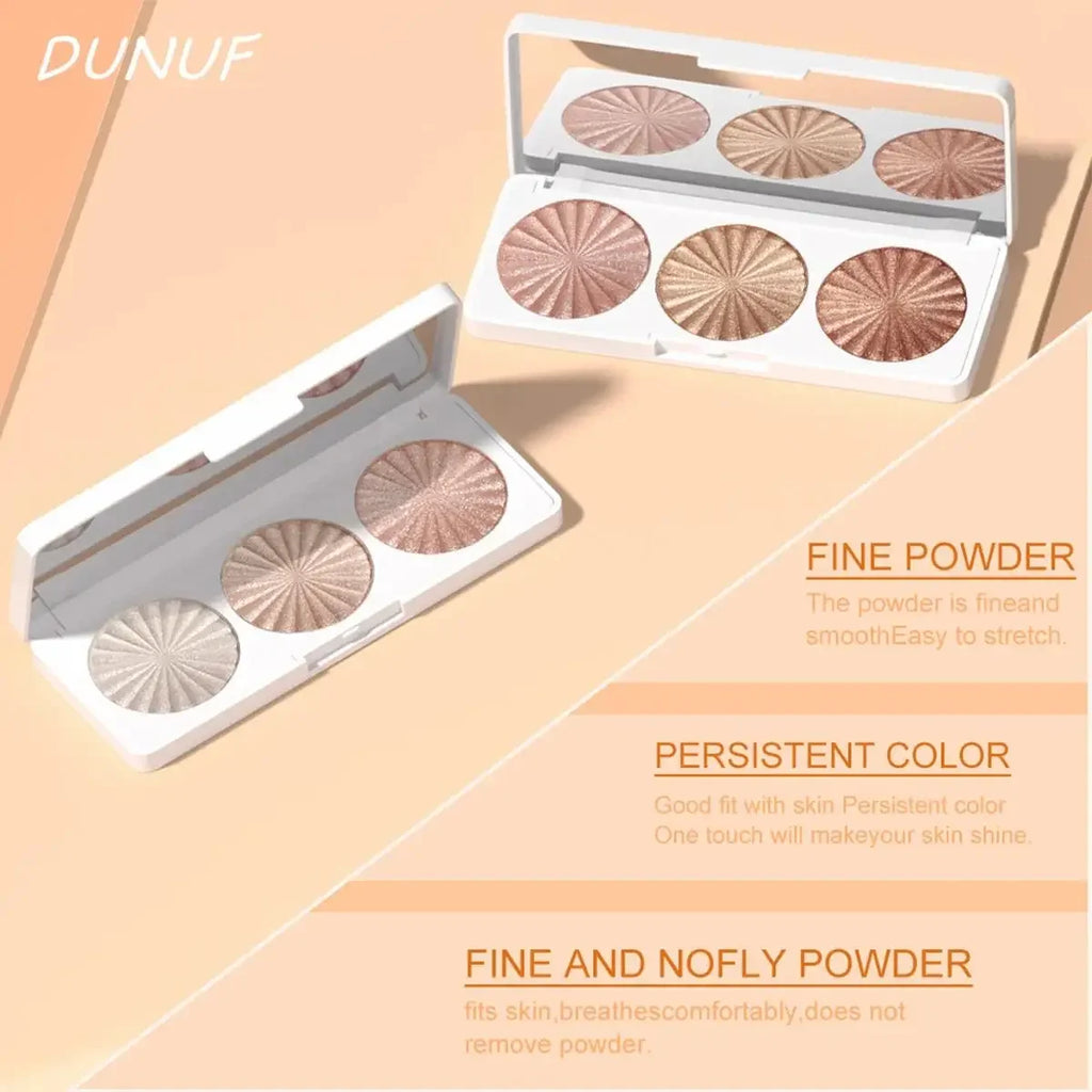 DUNUF 4-in-1 Baked Highlighter Palette – Waterproof Face Makeup