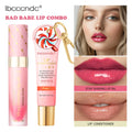 Bad Babe Lip Combo Peach and Clear Lip Gloss Combo with A Keychain Long Lasting Moisturizing Nourish Hydration Plumper Set Oasis Select 3strawberry