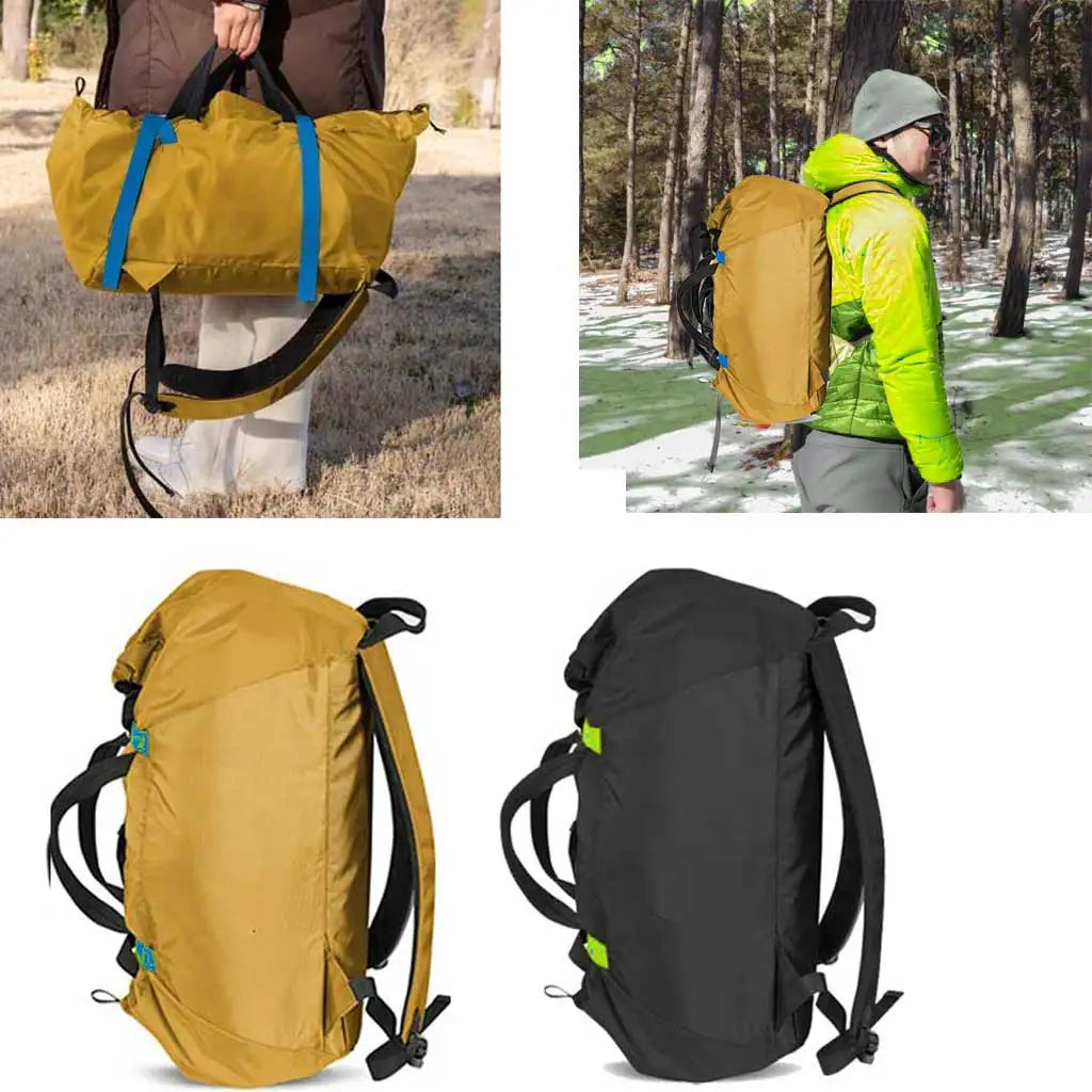 25L Climbing Rope Backpack with Rope Tarp Blanket Tote Outdoor Sports Rope harnesses quickdraws Organized Storage Bag Oasis Select