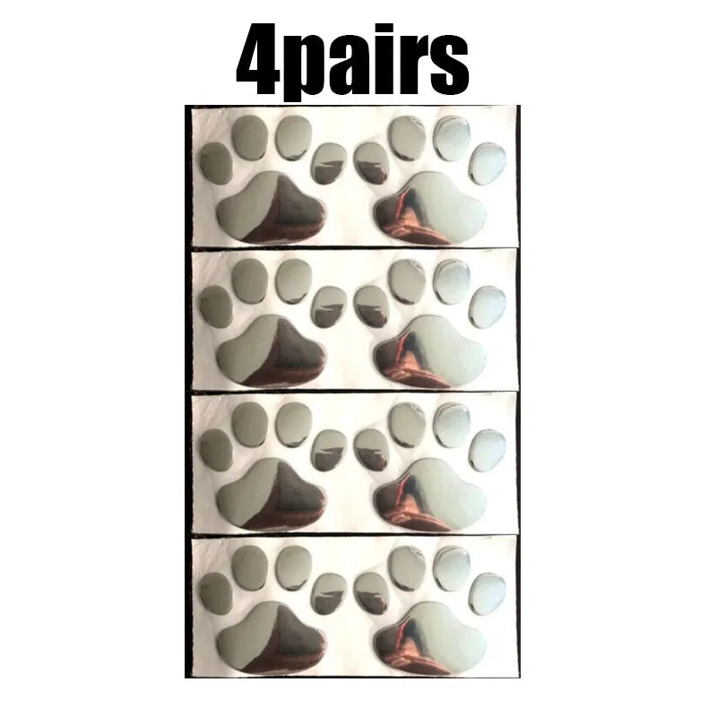 1/2/4pairs Car 3D Stereo Footprint Car Stickers Creative Dog Paw Body Stickers Soft Electric Car Footprint Personalized Stickers Oasis Select 4pairs silver