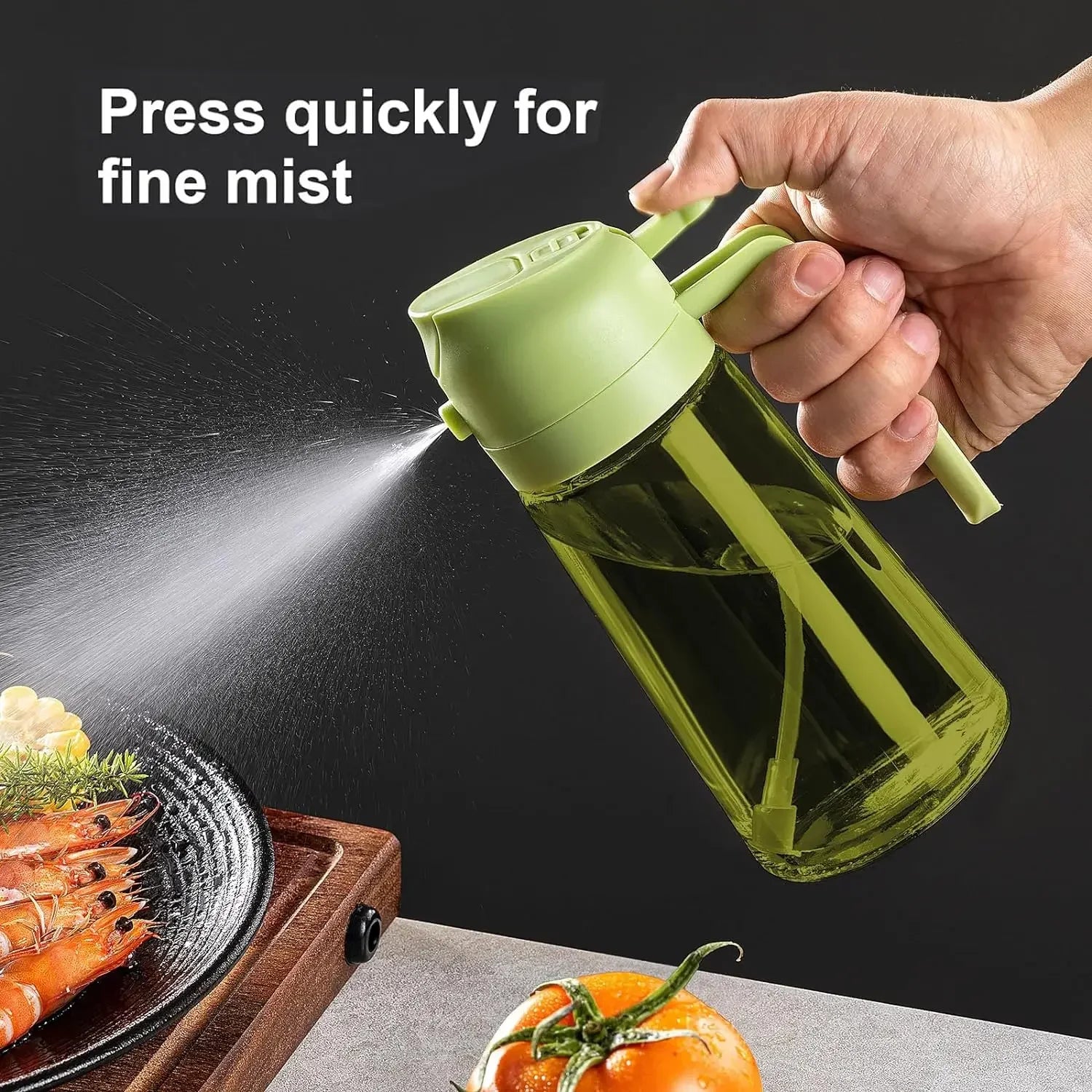 2-in-1 Dark Glass Oil Sprayer Olive Oil Dispenser Black Lightproof Oil Sprayer for Cooking Salads and Barbecues Barbecue Tools Oasis Select