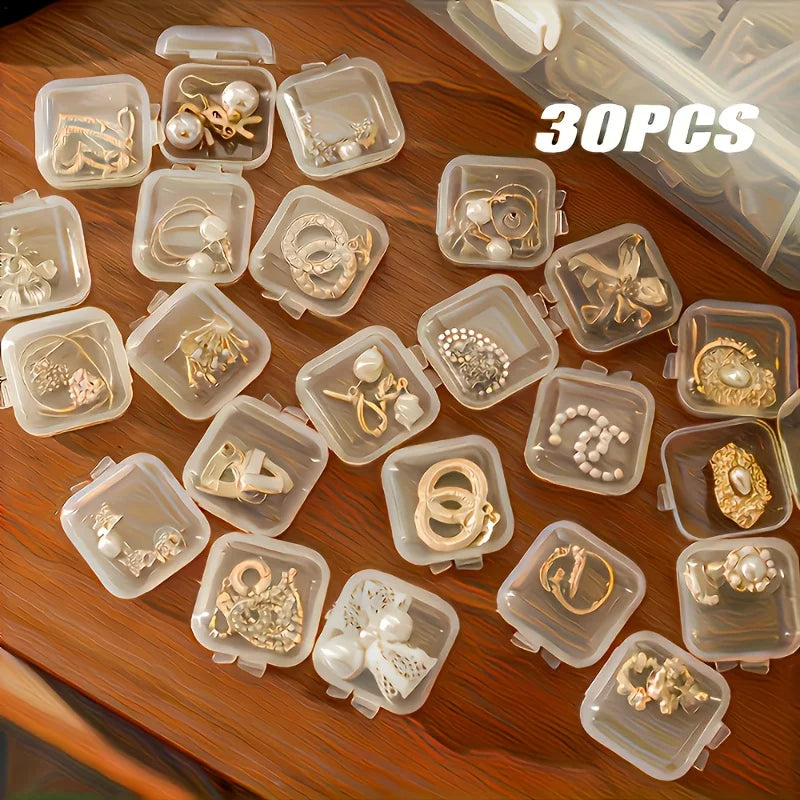 Stackable Clear Plastic Jewelry Boxes With Lids For Earrings Rings Beads Pills Small Parts Organizer Produce Storage Box Oasis Select 30PCS